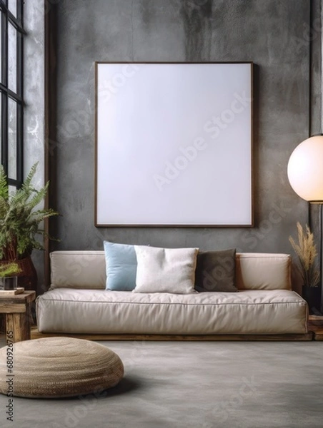 Obraz Modern Nordic style apartment with picture frame template