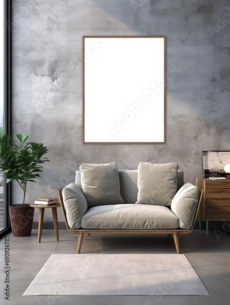 Obraz Modern Nordic style apartment with picture frame template