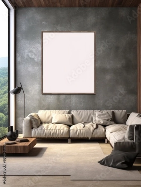 Obraz Modern Nordic style apartment with picture frame template