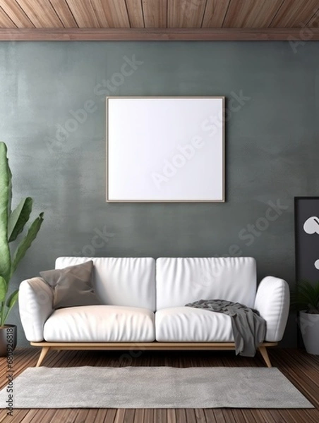 Obraz Modern Nordic style apartment with picture frame template