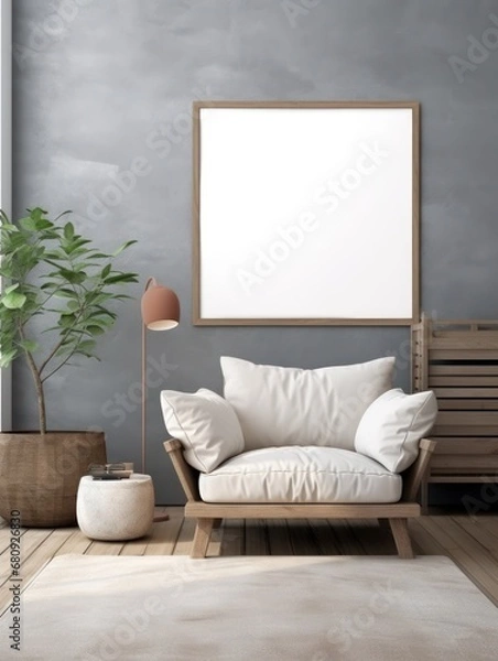 Obraz Modern Nordic style apartment with picture frame template