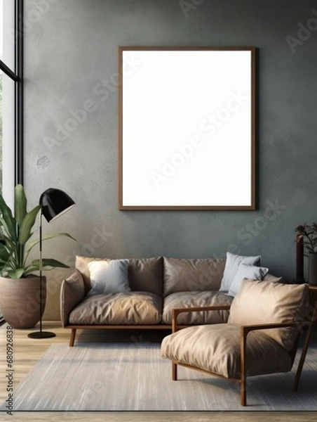 Obraz Modern Nordic style apartment with picture frame template