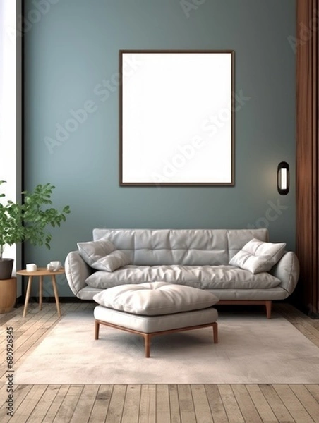 Obraz Modern Nordic style apartment with picture frame template