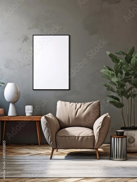Obraz Modern Nordic style apartment with picture frame template