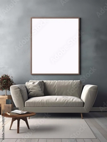 Obraz Modern Nordic style apartment with picture frame template