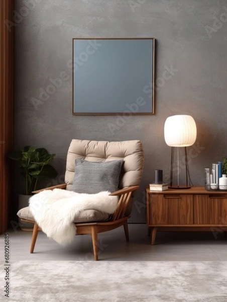 Obraz Modern Nordic style apartment with picture frame template
