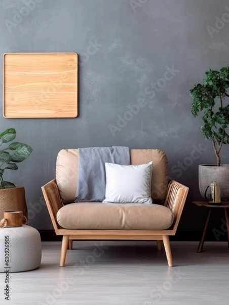 Obraz Modern Nordic style apartment with picture frame template
