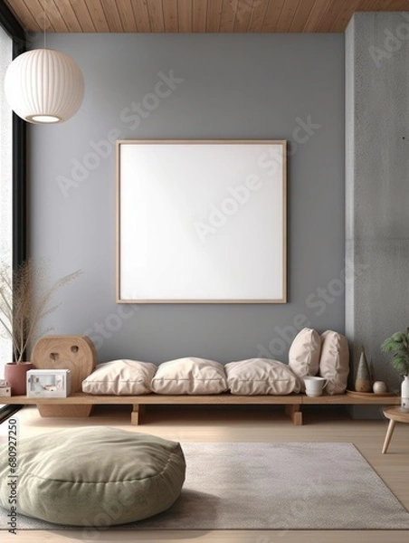 Obraz Modern Nordic style apartment with picture frame template