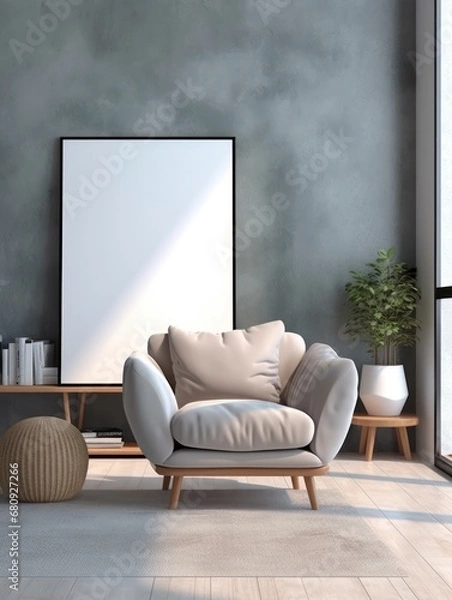 Obraz Modern Nordic style apartment with picture frame template