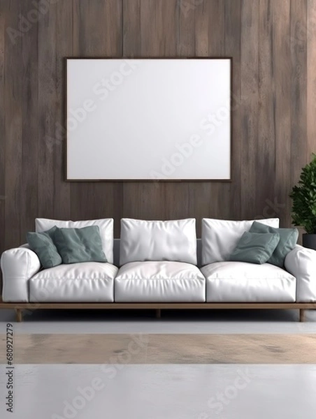 Obraz Modern Nordic style apartment with picture frame template