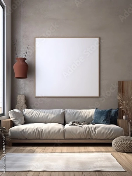 Obraz Modern Nordic style apartment with picture frame template