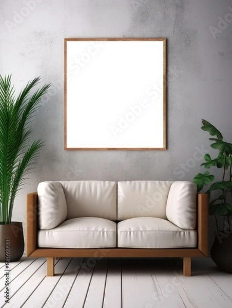 Obraz Modern Nordic style apartment with picture frame template