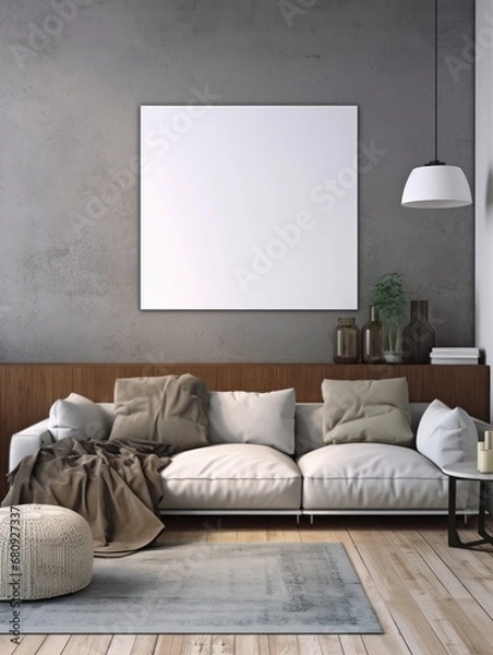 Obraz Modern Nordic style apartment with picture frame template