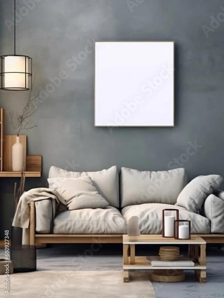 Obraz Modern Nordic style apartment with picture frame template
