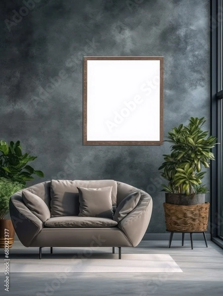 Obraz Modern Nordic style apartment with picture frame template