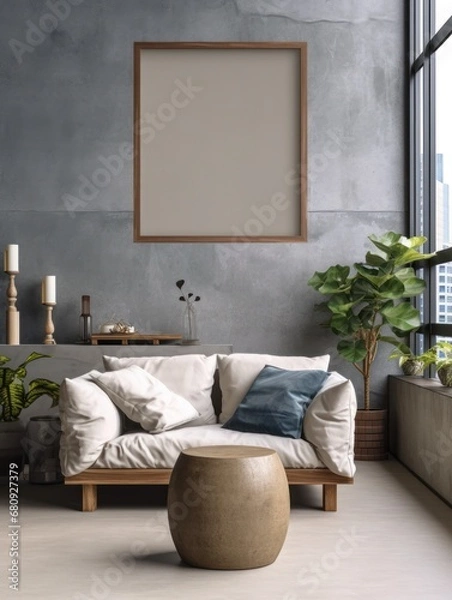 Obraz Modern Nordic style apartment with picture frame template