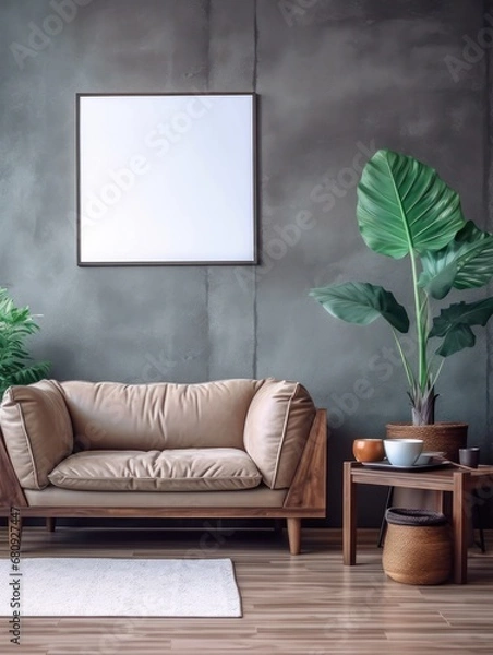 Obraz Modern Nordic style apartment with picture frame template