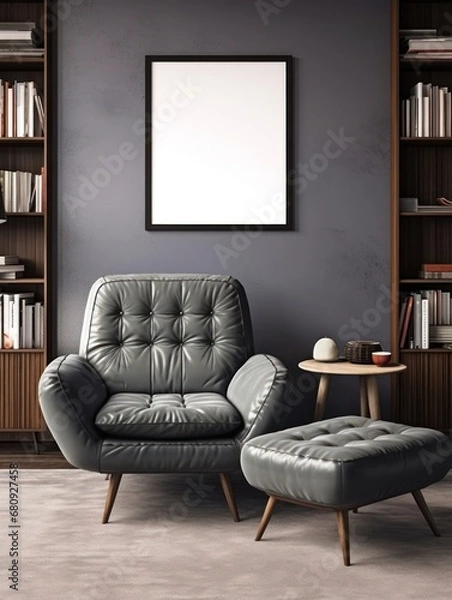 Obraz Modern Nordic style apartment with picture frame template