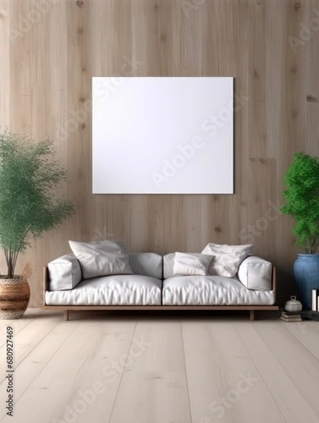 Obraz Modern Nordic style apartment with picture frame template