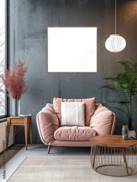 Obraz Modern Nordic style apartment with picture frame template