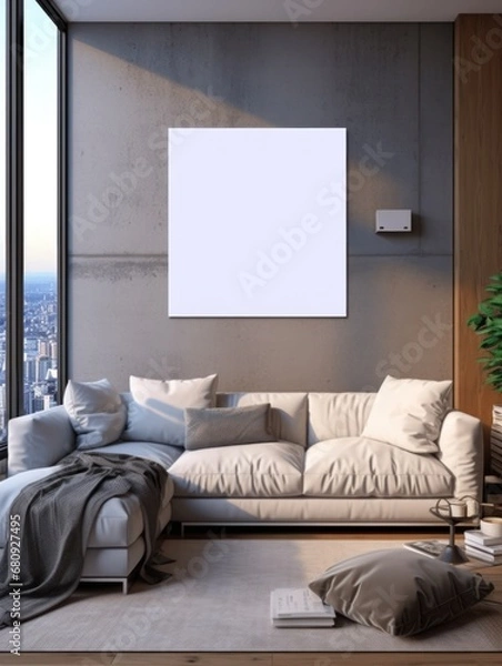 Obraz Modern Nordic style apartment with picture frame template