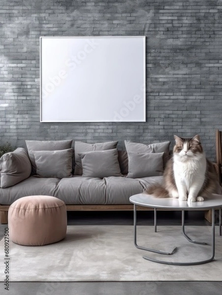 Obraz Modern Nordic style apartment with picture frame template