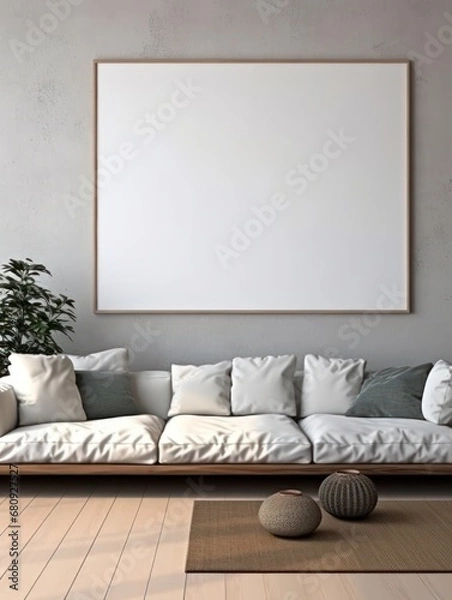 Obraz Modern Nordic style apartment with picture frame template