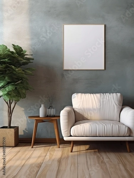 Obraz Modern Nordic style apartment with picture frame template