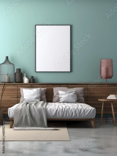 Obraz Modern Nordic style apartment with picture frame template