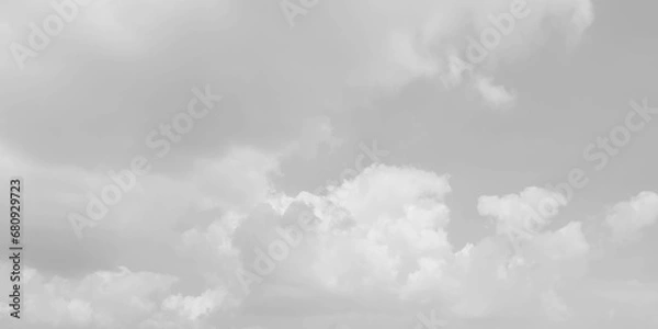 Fototapeta White cloud in the sky. View on a soft white fluffy cloud as background.  Cloudy sky, white clouds, black background pattern. The gray cloud trendy photo. White sky image 