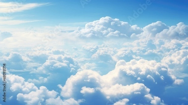 Fototapeta blue sky with clouds from above, Generative Ai