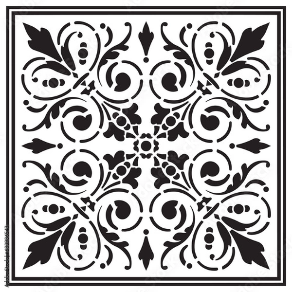 Fototapeta Vector square classic black and gold european ornament. pattern rectangle tiles of ancient Greece and the Roman Empire.