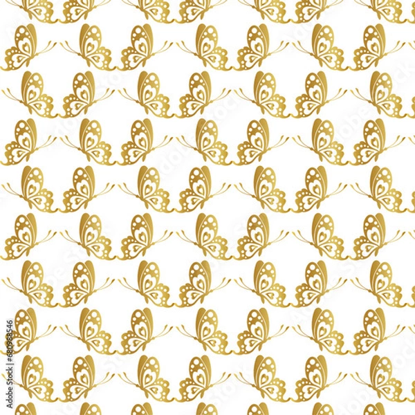 Fototapeta seamless golden pattern with butterfly