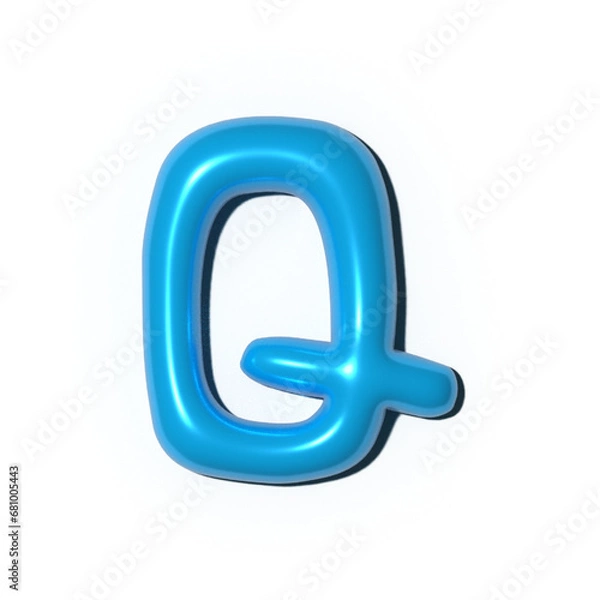 Fototapeta 3D alphabet letter resembling a playful balloon. For adding a touch of childlike wonder to school projects, children's books, birthday party invitations, cartoon-themed designs.
