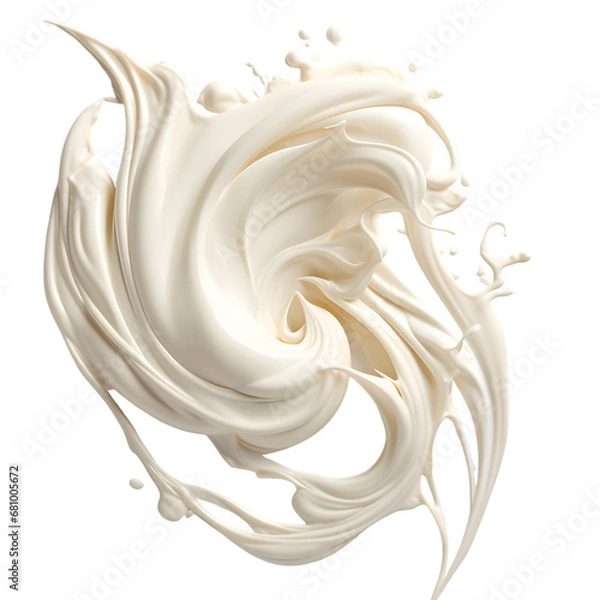 Fototapeta White cream or paint swirl whirlpool isolated on transparent background
