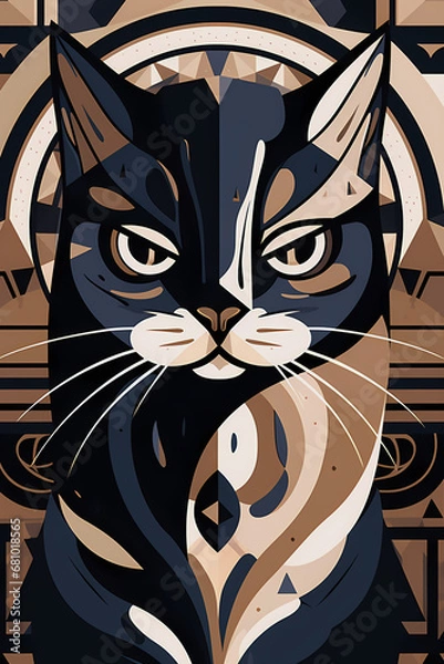 Fototapeta ai generated, cat ilustration, 1920s and 30s aesthetic, art deco paterns	
