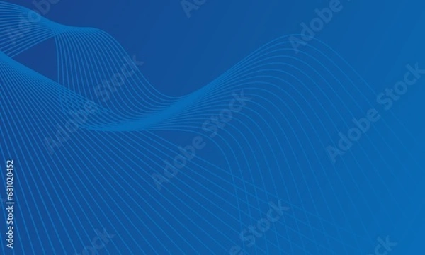 Fototapeta Blue gradient wavy thin line abstract background illustration