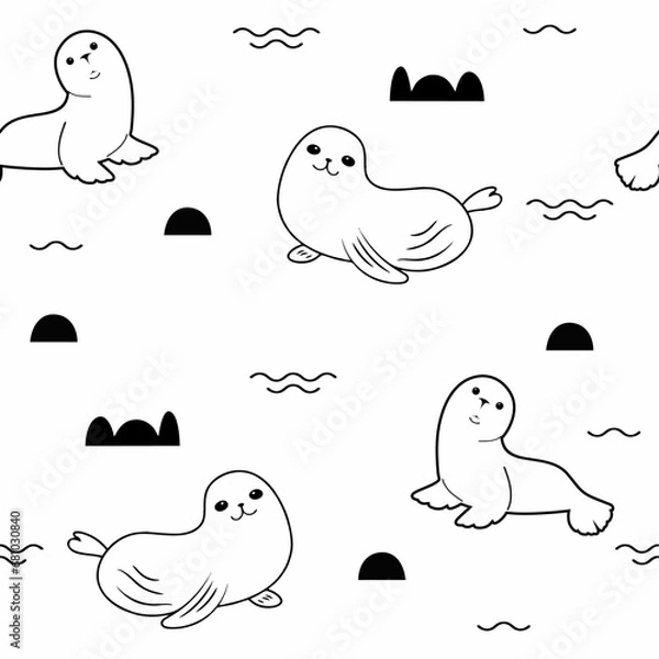 Obraz Cute animals winter pattern