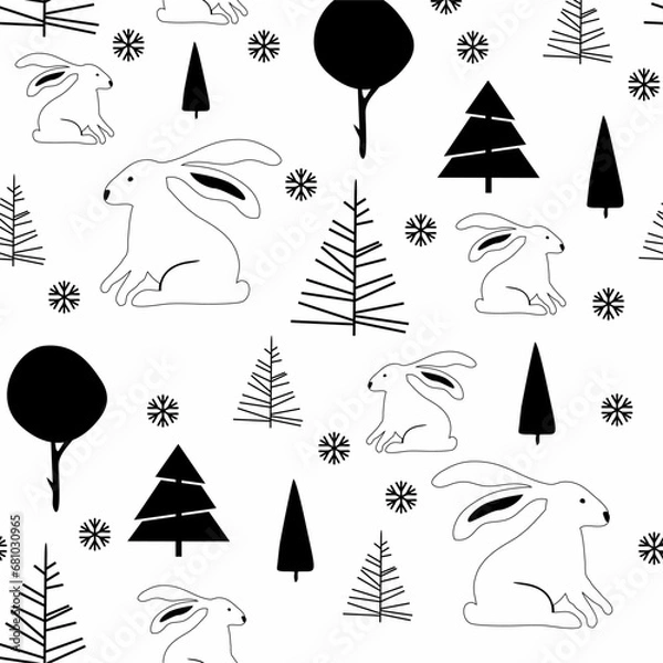 Obraz Cute animals winter pattern