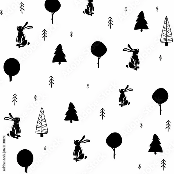 Obraz Cute animals winter pattern