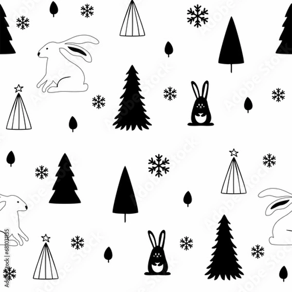 Obraz Cute animals winter pattern
