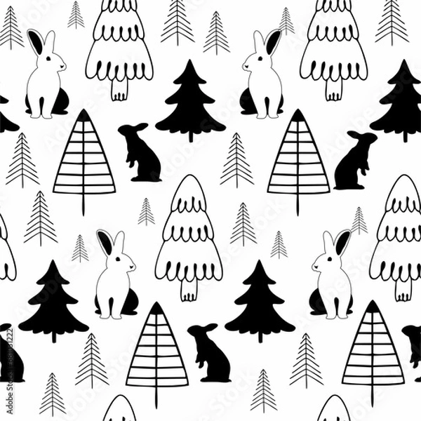 Obraz Cute animals winter pattern