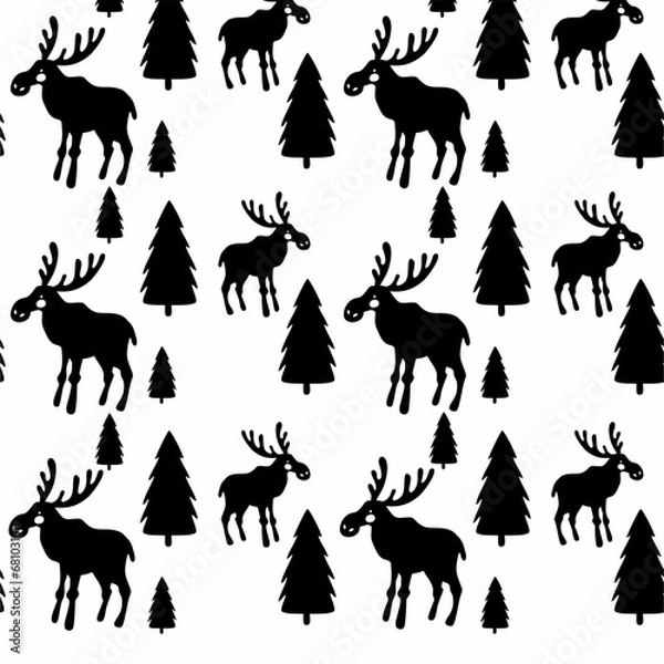 Fototapeta Cute animals winter pattern