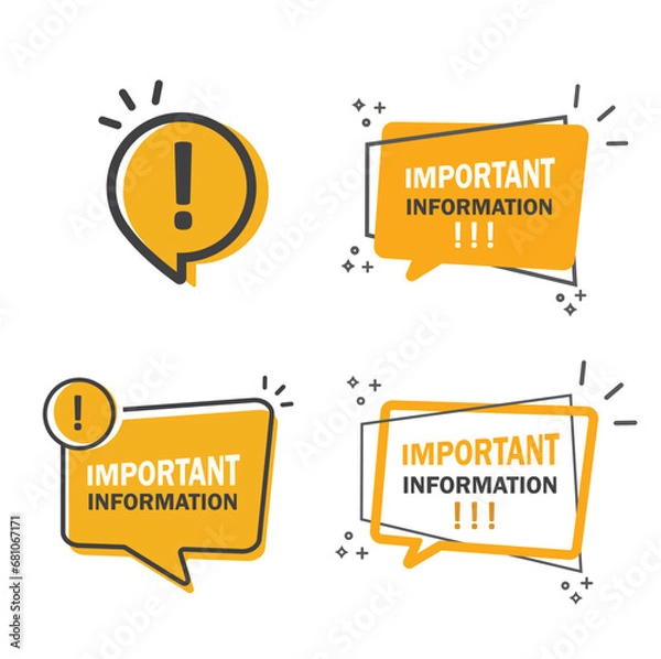 Obraz Important attention notice sign. Announce message banner important information.