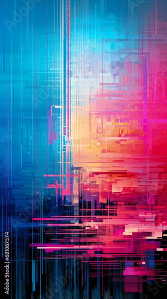 Fototapeta Abstract multicolor digital glitch background. Colorful pixel noise pattern. Futuristic technology background.