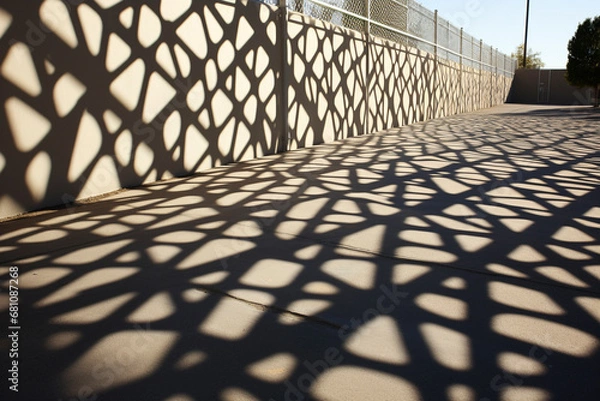 Obraz GENERATIVE AI: Shadowplay Geometry - Creative Patterns Cast by a Chainlink Fence on the Ground