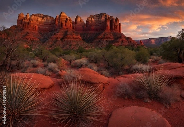 Fototapeta Crimson Canyons: Arizona's Sedona Red Rocks Evening Glow.