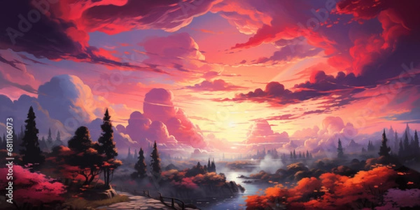 Obraz sunset in the mountains