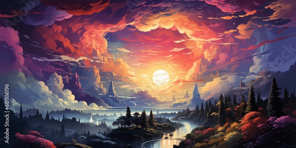 Obraz sunset in the mountains