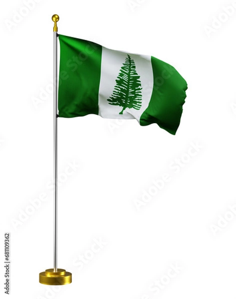 Obraz Norfolk Island flag wave on transparent or PNG background. digital illustration for national activity or social media content.